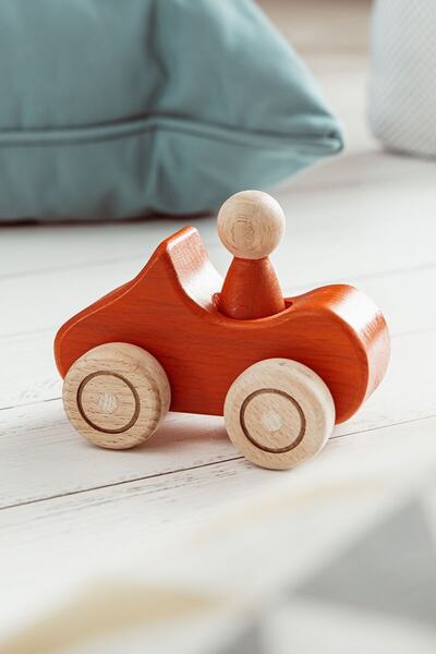 SaltanArt Waldorf Natural Wooden Car Set with Peg Baby