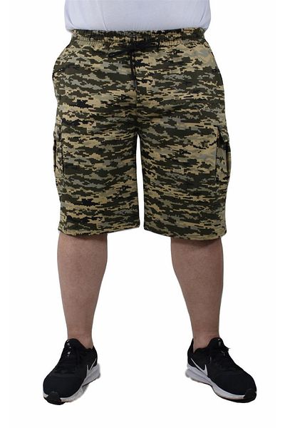 MocGrande Military Green Plus Size Commando Camouflage Combed Cotton Shorts 23606
