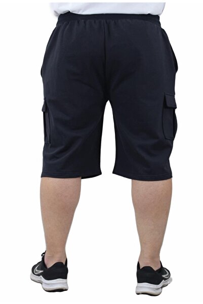 MocGrande Βαμβακερό χτενισμένο σορτς Commando Pocket Plus Size 23602 Navy Blue