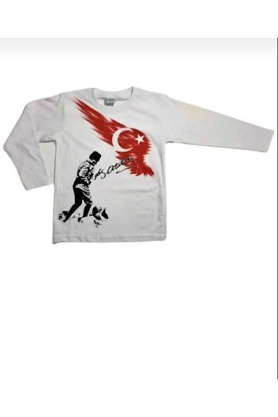 FATELLA Atatürk Long Sleeve Combed Cotton Super Quality 23 April 29 October Atatürk Long Sleeve T-Shirt Tshirt
