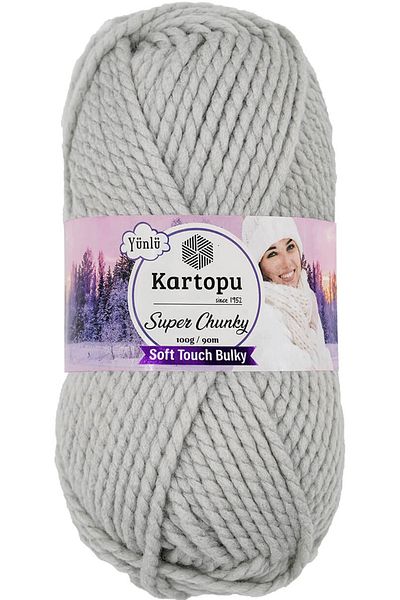 Kartopu Σούπερ Τσάνκι Γούνινο Χειροποίητο Νήμα Κ914 Ανοιχτό Γκρι