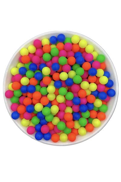 Hedef Bijuteri 8mm Deliksiz Karışık Renkli Mat Neon Fosforlu Boncuk,deliksiz Neon Akrilik Boncuk (50gr ~170 Adet)