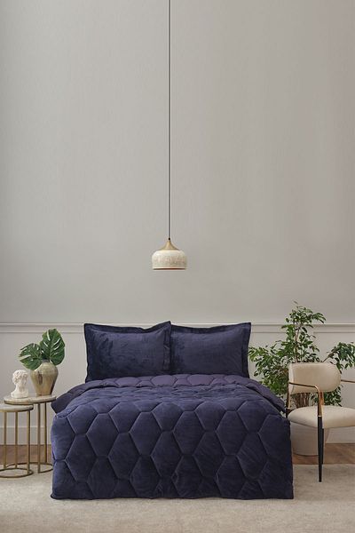 Sarah Anderson Navy Blue Double Welsoft Sleeping Set