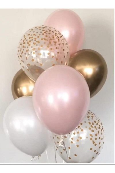 Parti Station Pink Gold White Transparent Gold Sequin Balloon Harness