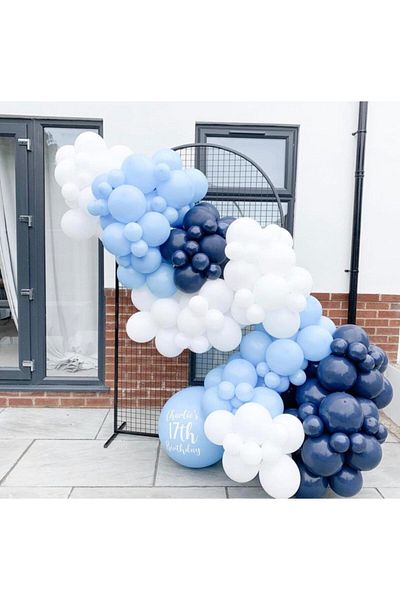 BEST PARTİ DOĞUM GÜNÜ PARTİ SÜSLERİ Macaron Blue Midnight Blue And White Balloon Chain 100 Pieces 100 Pieces