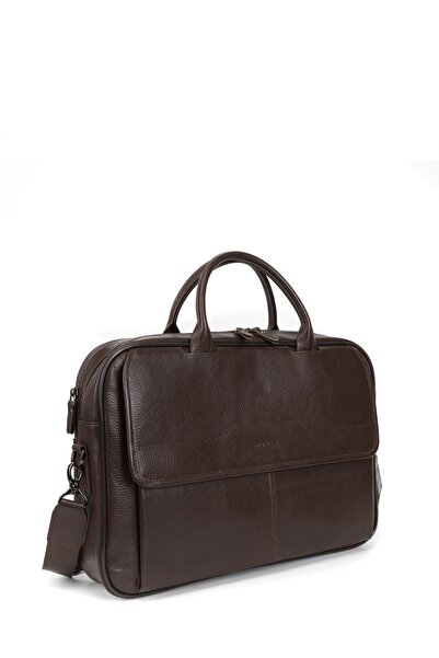 MORCA حقيبة كمبيوتر محمول وحقيبة من الجلد الطبيعي باللون البني