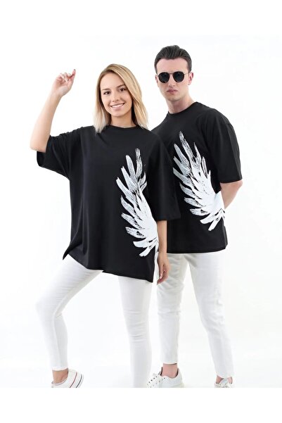 Machetta Μπλουζάκι Unisex από βαμβακερό τυπωμένο φτερό μεγάλου μεγέθους (το τεμάχιο είναι η τιμή)