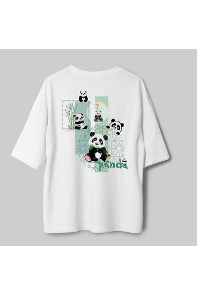 Keywest Tricou pentru copii alb oversize cu imprimeu panda pentru copii