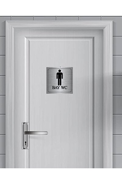 enmalife Bay-bayan Wc Yönlendirme Yazısı Metal Gümüş 2'li 10x10 Cm