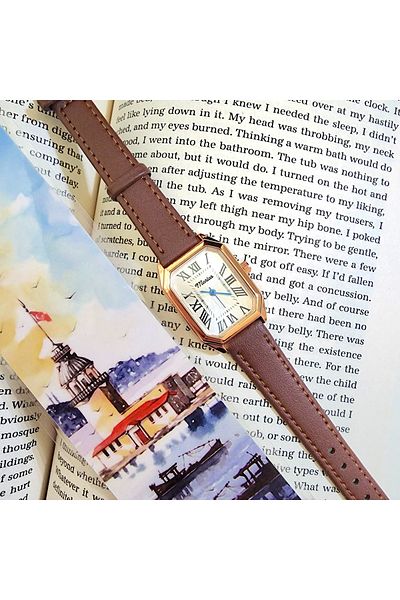 Marlas Retro Women's Wristwatch, Vintage, Roman Numeral, Leather Cord, Octagonal, Easy Use, Rose