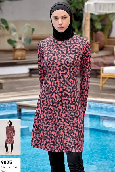 ROZAMAY Γυναικείο μακρυμάνικο Lycra Full Covered Hijab μαγιό 9025 Μαύρο