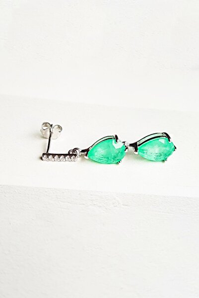 MorMajor Silver Tekli , Ithal Paraiba Tourmalin Taşlı Damla Kesim Gümüş Küpe