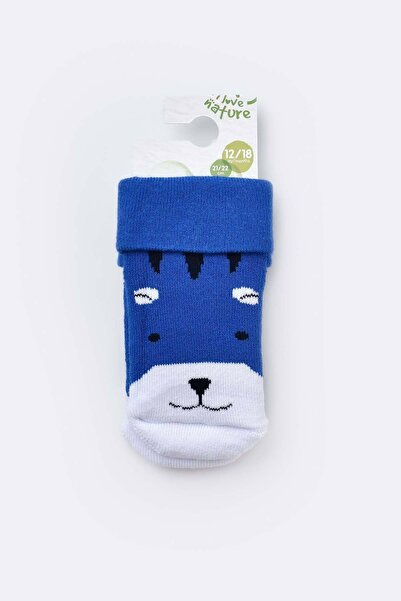 Biorganic Baby Towel Socks Blue