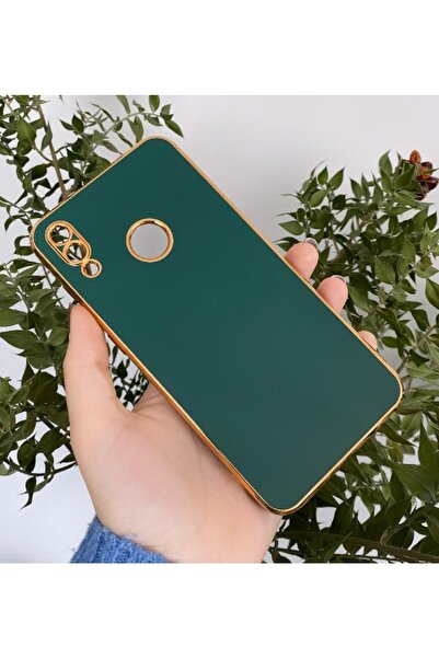 Aksesuarda Moda Huawei Y7 2019 Uyumlu Gold Detaylı Lazer Kesim Kılıf