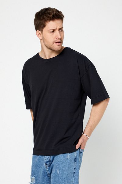 Tarz Cool Ανδρικό μπλουζάκι Oversize Black Basic - Κοντό μανίκι, dzovrszetr05s