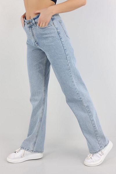 LAMİRAMOOD Pantaloni elastici cu talie înaltă din denim Snow Palazzo