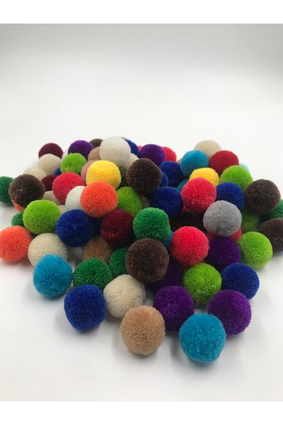 Chuva Pompom Wool 100 Pieces 2 Cm Mixed Color