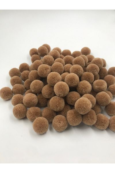 Yumuşakkeçe Pompom Wool Light Brown 100 Pieces 2 Cm