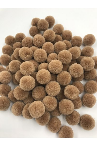 Yumuşakkeçe Ponpon Yün Açık Kahverengi 100 Adet 2 Cm