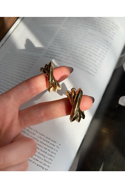 Pinery Jewels 3'lü Çapraz Tasarım Küpe Çifti