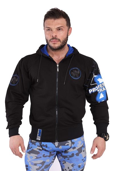 Big Sam Men's Black Personal Trainer Hooded Sports Jacket Training Top