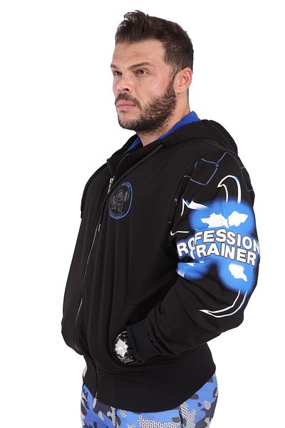 Big Sam Men's Black Personal Trainer Hooded Sports Jacket Training Top