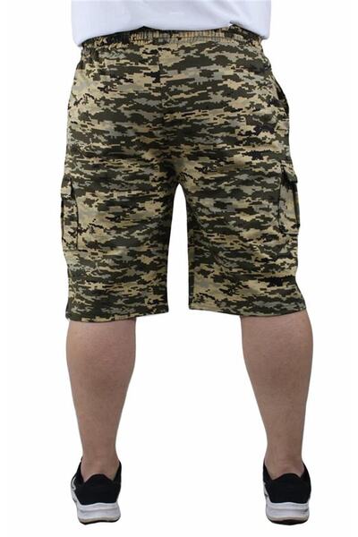 Starbattal Büyük Beden Commando Camouflage Erkek Penye Şort 23606 Askeri Yeşil