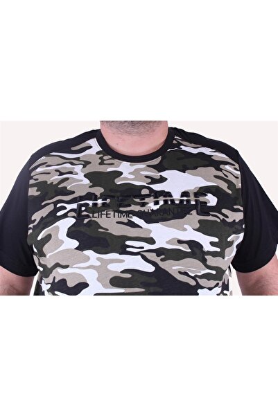 MocGrande Plus Size Shoulder Line Camouflage Men's T-Shirt 23147 Khaki