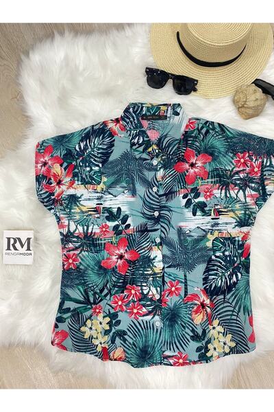 twomeey Γυναικείο καλοκαιρινό πουκάμισο με μοτίβο με υφαντό βισκόζη με μανίκι...