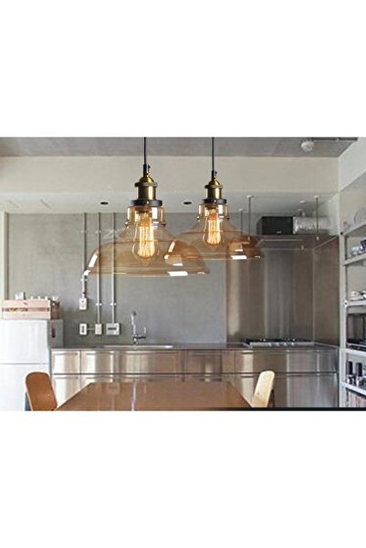 RİOLİGHT Retro1 Rustik Vitage Tekli Cam Sarkıt Avize Çap:28 cm