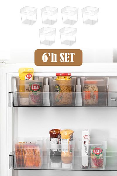 Vienev 6-Piece White Mini Fridge Organizer Box