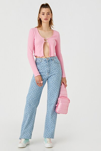 Koton Rosa Strickjacke für Damen 3WAL90014IK