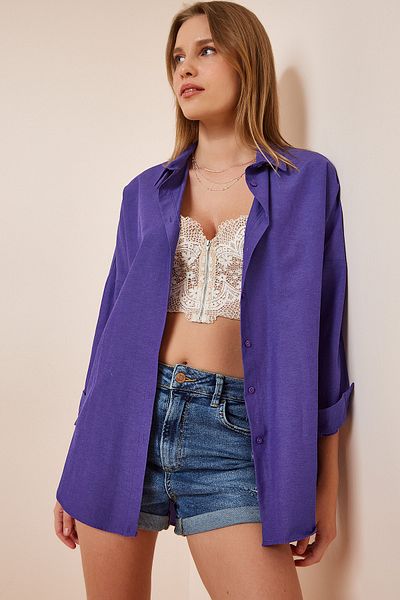Happiness İstanbul Női lila Oversize hosszú Basic ing DD00842