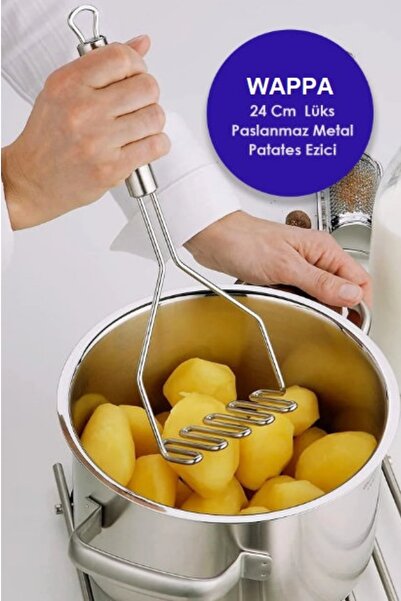 WAPPA Pratik 24 Cm Lüks Paslanmaz Metal Patates Ezici