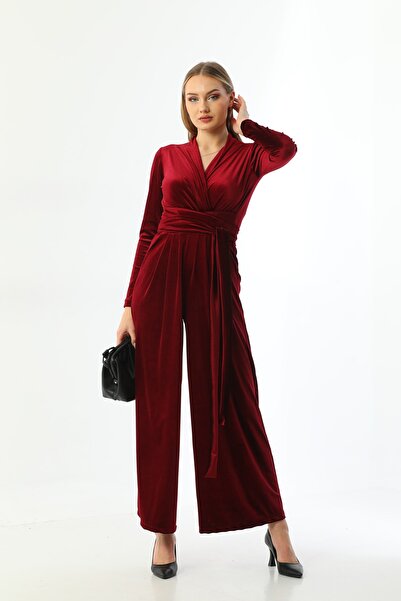 Banabu Kadın Kadife Kemerli Tulum