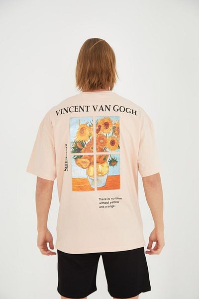 Saw Urbanity Van Gogh Sunflowers Themed Oversize T-Shirt