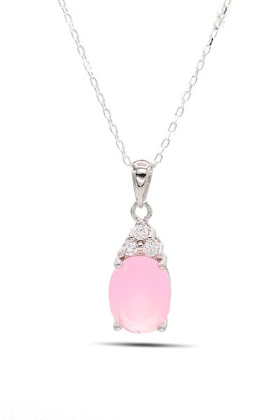 Midyat Nurtaş Gümüş Pembe Kuvars Ve Zirkon Taşlı 925 Ayar Gümüş Kolye 201021903