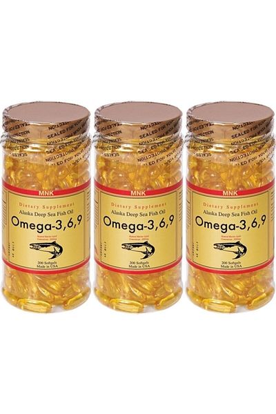 Mnk Omega 3-6-9 Fish Oil - 200 Softgels X 3 Boxes 600 Softgels