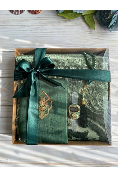 DuhaİslamiHediyelik Lüks Simli Seccade Yasin Kitabı Inci Tesbih Zikirmatik Çe...