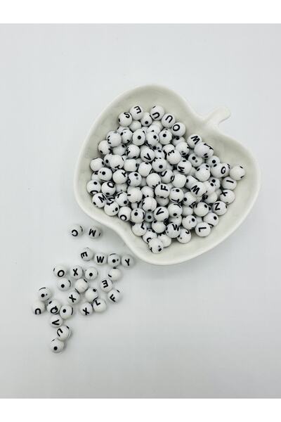 Egem aksesuar Μαύρες στρογγυλές/κυρτές χάντρες με γράμματα 50 τεμαχίων Υλικά ...