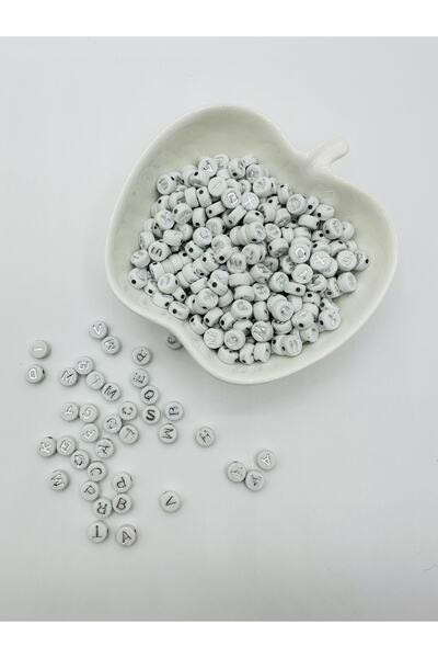 Egem aksesuar Сребристи плоски букви, 50 броя бижутерийни мъниста