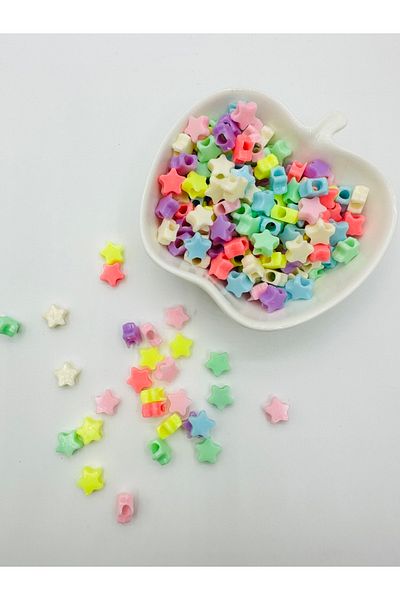 Egem aksesuar 200Pcs Mixed Color Small Star Figured Plastic Beads Jewelry Making