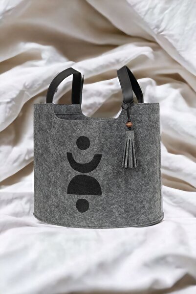 Milenay Черна филцова овална кошница - многофункционален органайзер, 35x50 см