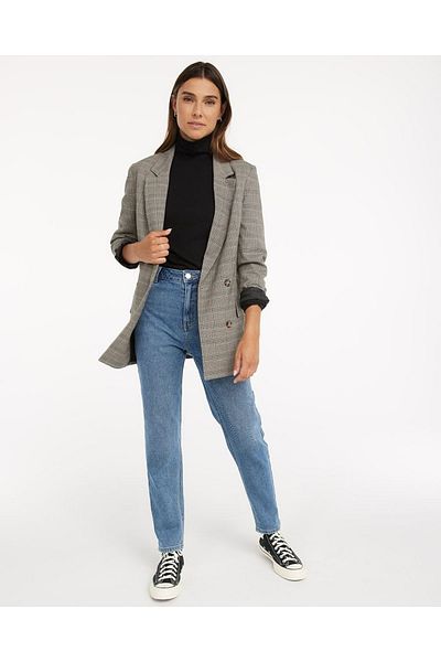 Laluvia Modré Mom Jeans s vysokým pasem