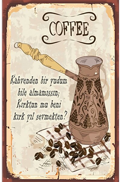 hediyeniburadabul Poster retro din lemn cu tematică ceai și cafea