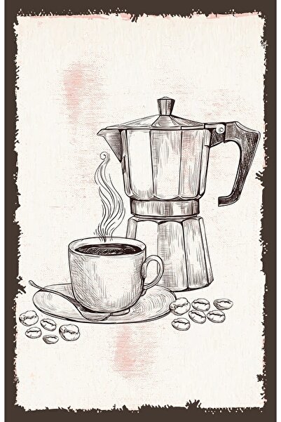 hediyeniburadabul Poster retro din lemn cu tematică ceai și cafea