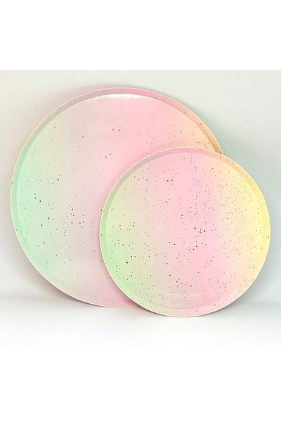 Mare Karnaval 8 Pieces Rainbow Patterned Dotted Cardboard Party - 18cm