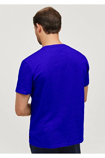 Buğraterzimoda Futureahead Printed Regular Fit Men's Saks Blue T-Shirt