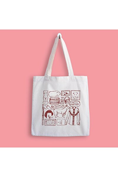 designedfy Fleabag Kolaj Baskılı Bez Çanta