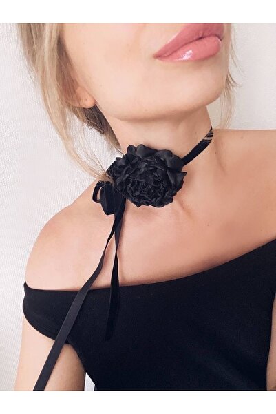 WAHSHE القماش المختنق زهرة قلادة روز قلادة Chocker ربط زهرة قلادة